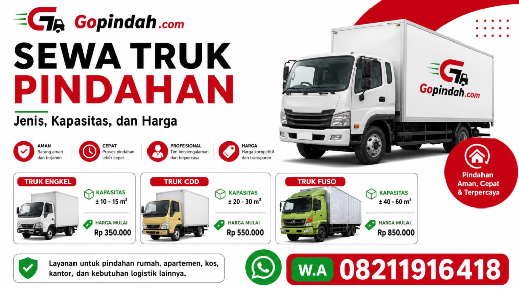 Sewa Truk Pindahan Jenis, Kapasitas, dan Harga W.A 08211916418